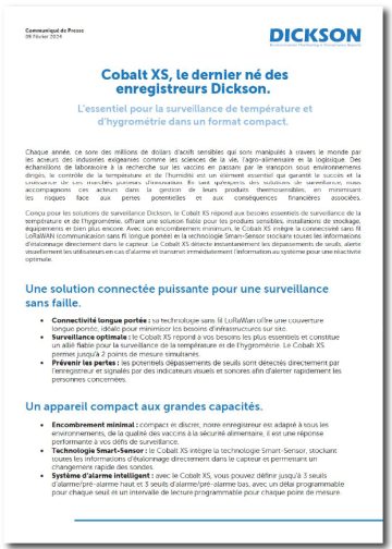 Communiqué cobalt XS